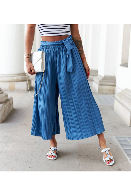 Široké plisované kalhoty Artemio modré