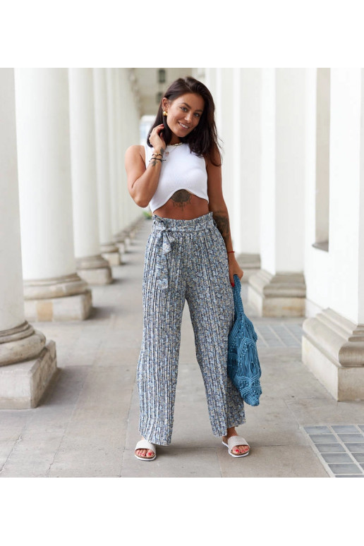 Modré plisované kalhoty Trevisano