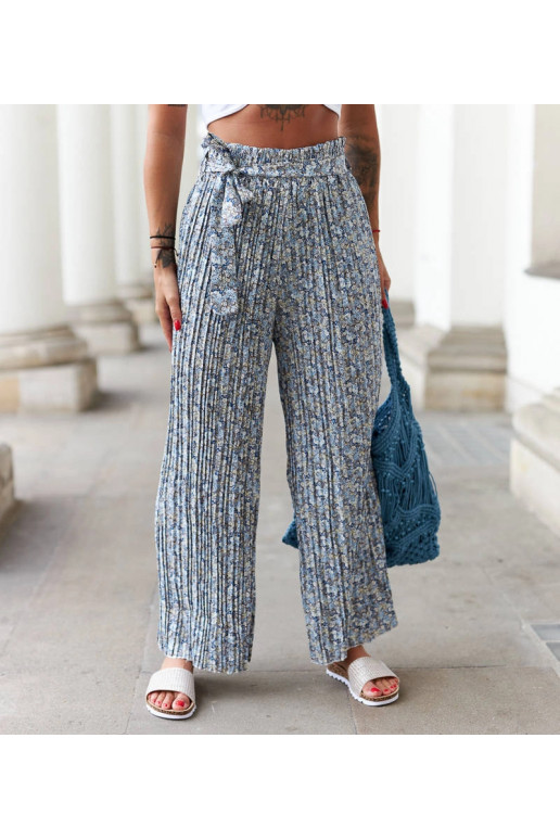 Modré plisované kalhoty Trevisano