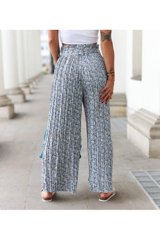 Modré plisované kalhoty Trevisano