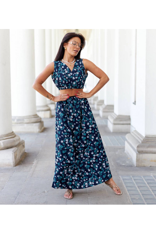 Tmavě modrý komplet top a sukně Genova Tmavě modrý komplet top a sukně Genova