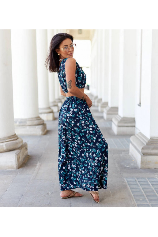 Tmavě modrý komplet top a sukně Genova Tmavě modrý komplet top a sukně Genova