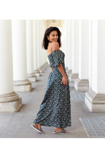 Černé květované maxi šaty...