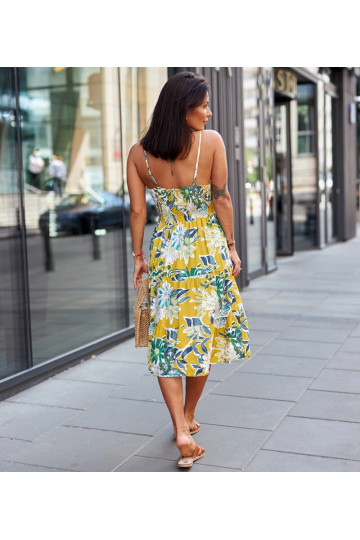 Žluté květinové mini šaty...