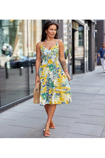 Žluté květinové mini šaty... 2