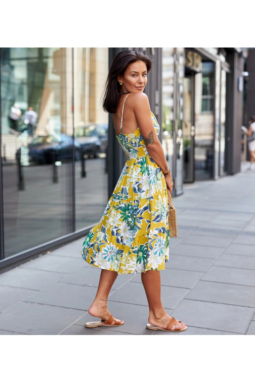 Žluté květinové mini šaty Brugnetto Žluté květinové mini šaty Brugnetto