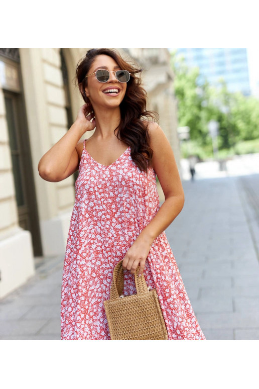 Oranžové volné šaty bez ramínek Lajla Oranžové volné šaty bez ramínek Lajla