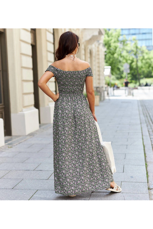 Černé šaty s fialovými květy Stefania Černé šaty s fialovými květy Stefania