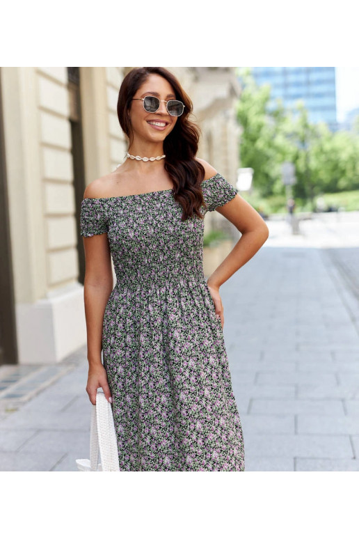 Černé šaty s fialovými květy Stefania Černé šaty s fialovými květy Stefania