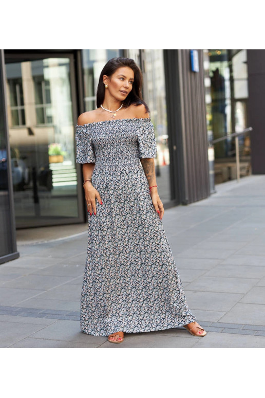 Námořnicky modré květované maxi šaty... Námořnicky modré květované maxi šaty...