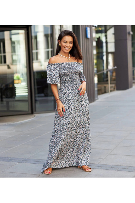 Námořnicky modré květované maxi šaty... Námořnicky modré květované maxi šaty...