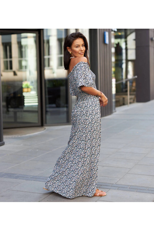 Námořnicky modré květované maxi šaty... Námořnicky modré květované maxi šaty...