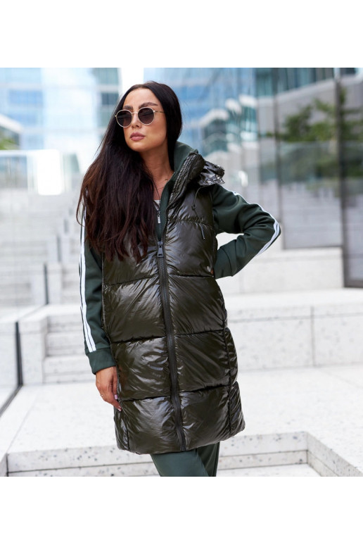 Zelená vesta s odepínací kapucí Artemia