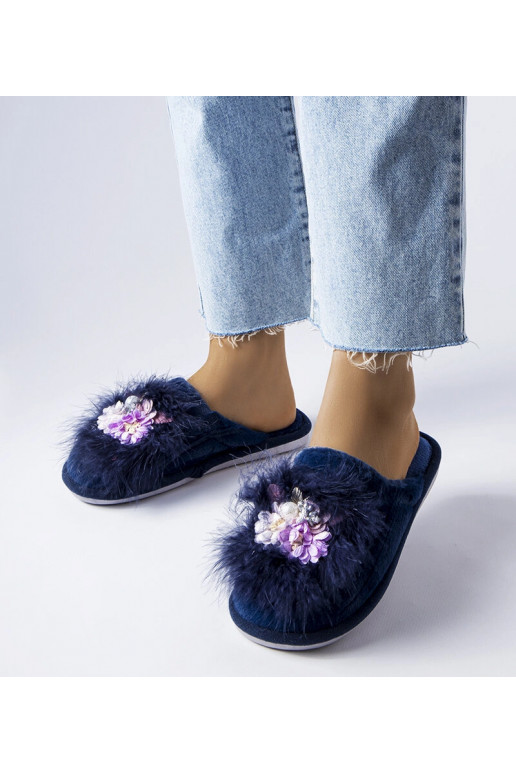 Námořnické modré teplé pantofle s...