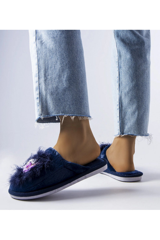 Námořnické modré teplé pantofle s...