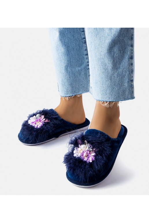 Námořnické modré teplé pantofle s...