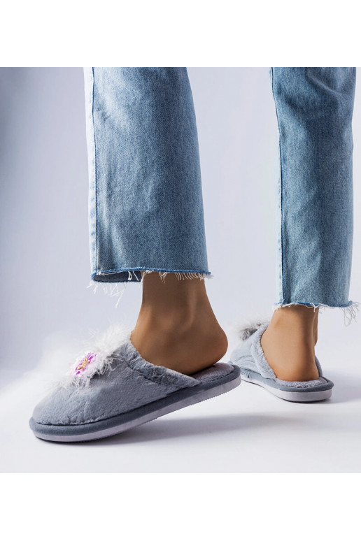 Šedé teplé pantofle s květinami Moly Šedé teplé pantofle s květinami Moly