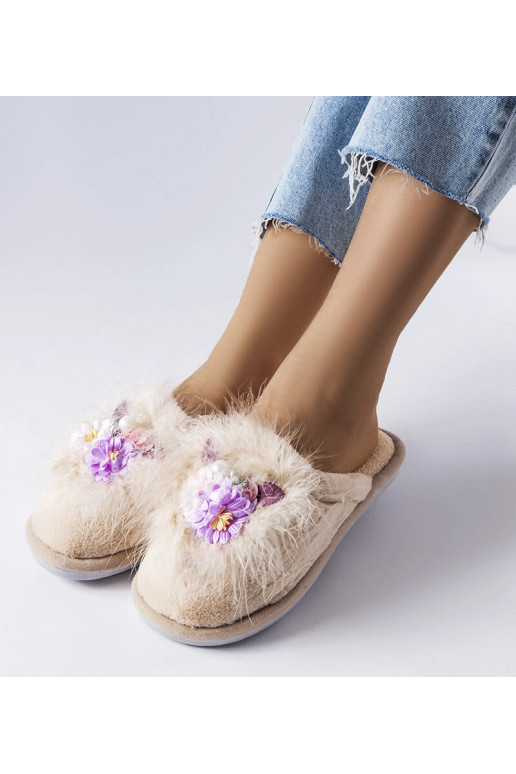 Béžové dámské pantofle Moly