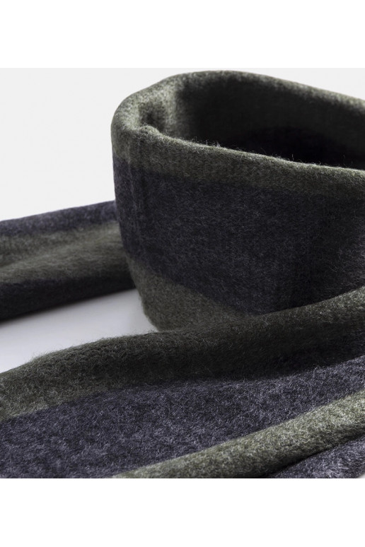 Zelený a šedý šátek s třásněmi Lana