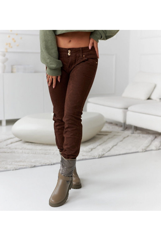 Hnědé vzorované kalhoty Lévesque