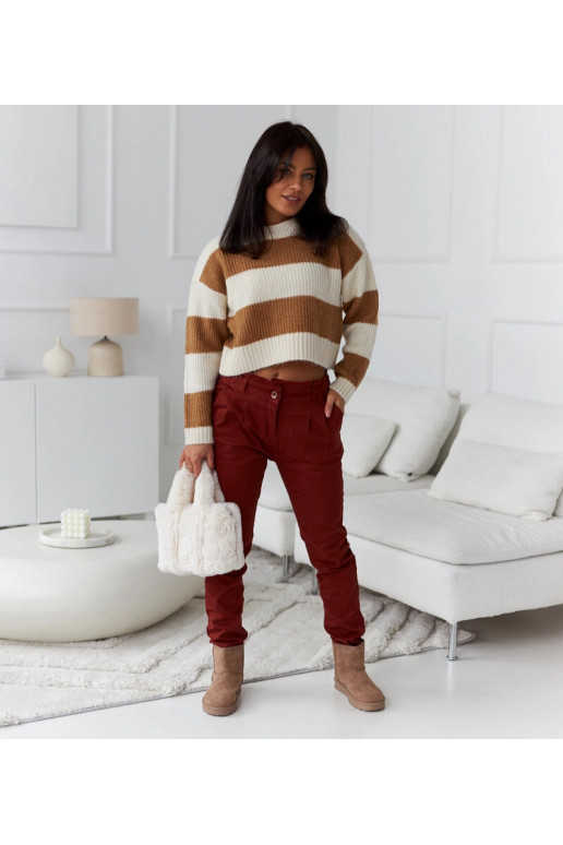 Dámské červené elastické kalhoty...