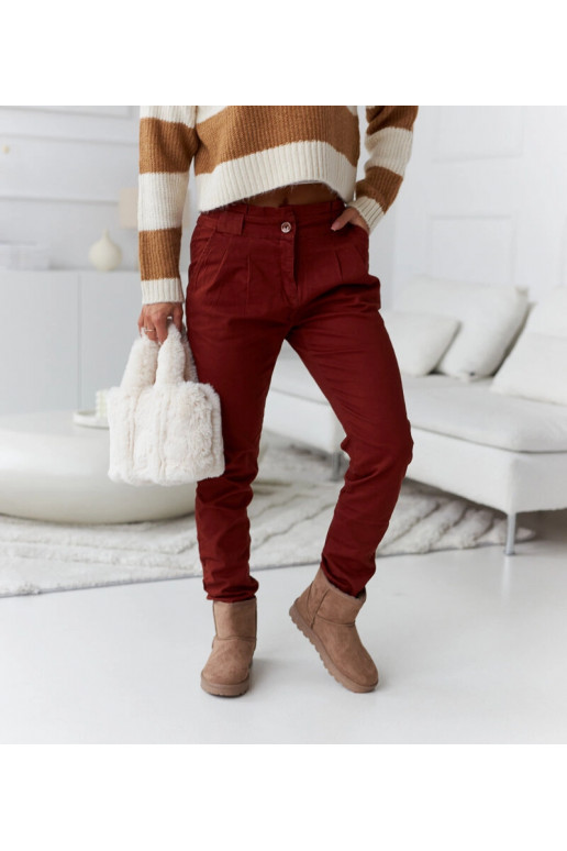 Dámské červené elastické kalhoty...