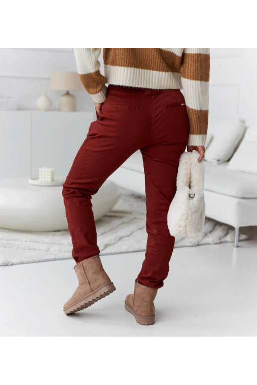 Dámské červené elastické kalhoty...