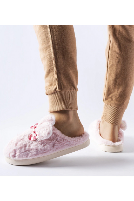 Růžové zateplené dámské pantofle s...