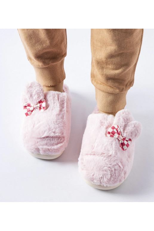Růžové zateplené dámské pantofle s...