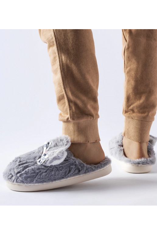 Šedé zateplené dámské pantofle s...