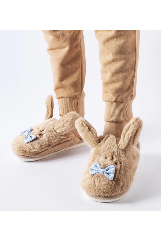 Béžové pantofle s ušima a mašlí Bruna