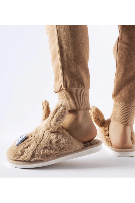 Béžové pantofle s ušima a mašlí Bruna