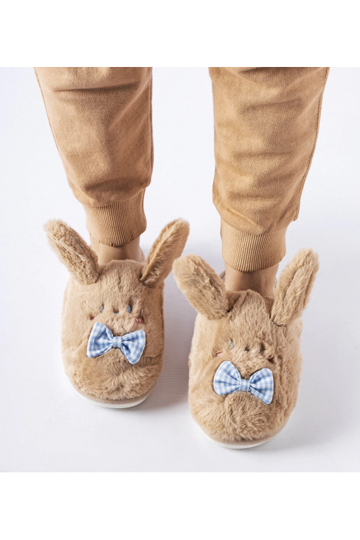 Béžové pantofle s ušima a mašlí Bruna