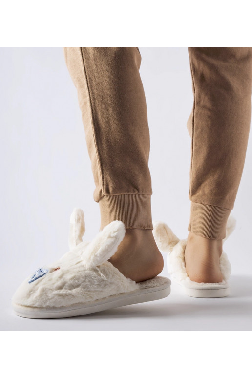 Bílé pantofle s ušima a mašličkou Bruna