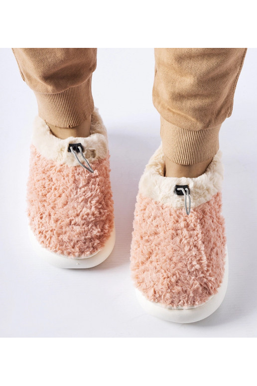 Růžové hřejivé pantofle s uzavřeným...