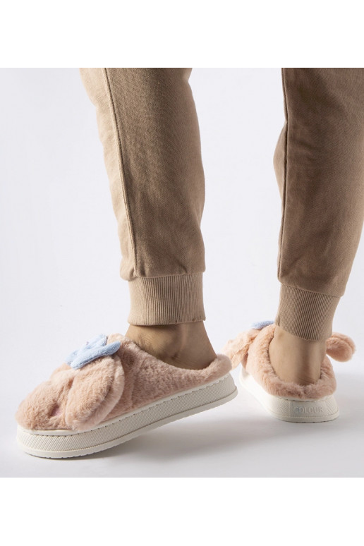 Růžové hřejivé pantofle s ušima a...