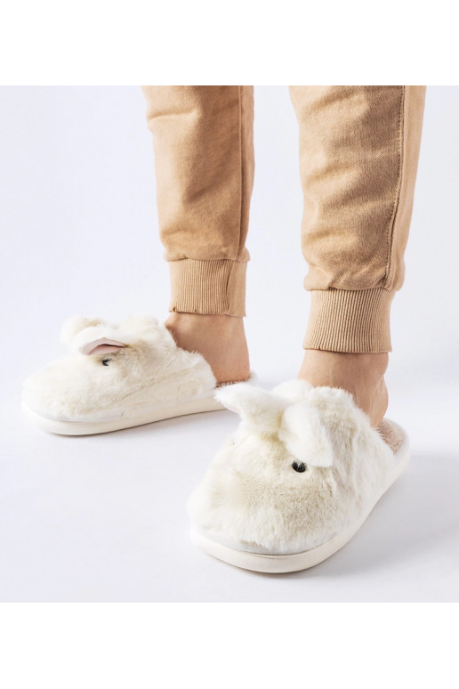 Bílé teplé pantofle s ušima Daniele