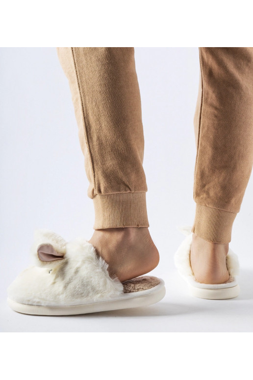 Bílé teplé pantofle s ušima Daniele