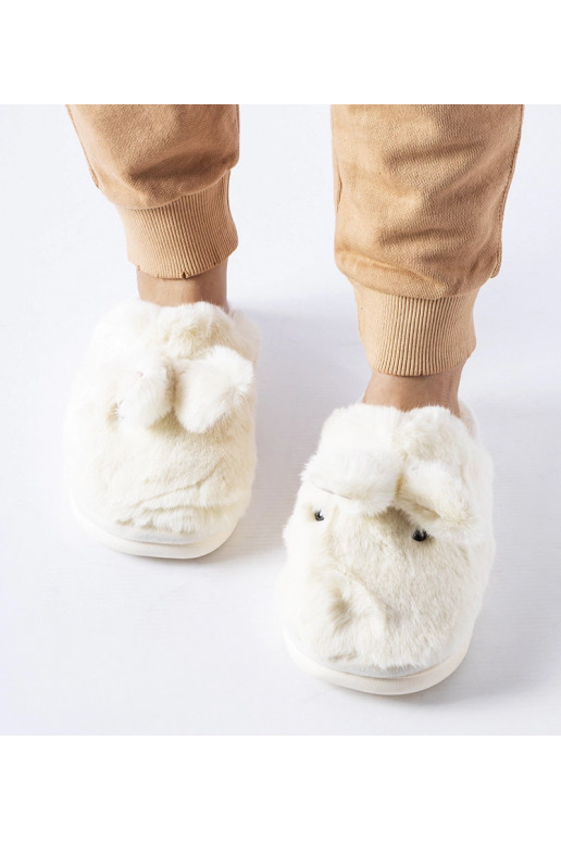 Bílé teplé pantofle s ušima Daniele