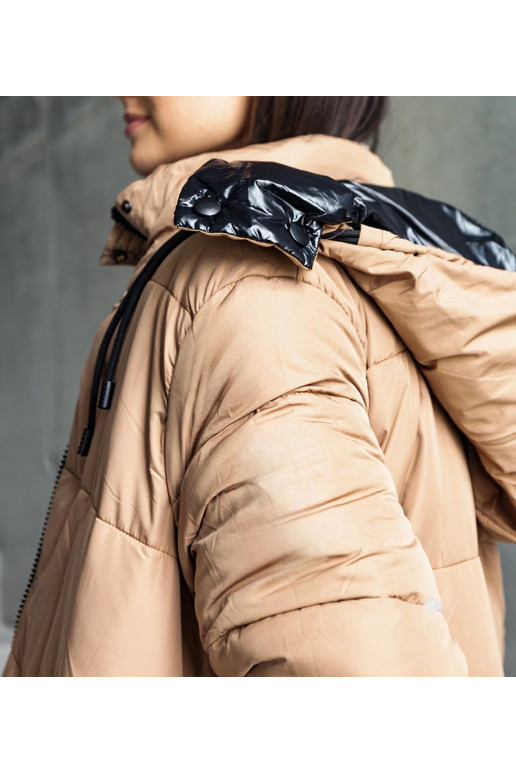 Černohnědá oboustranná dlouhá bunda...