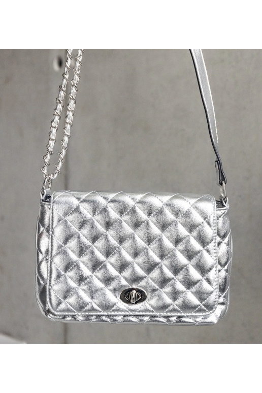 Stříbrná prošívaná messenger taška...