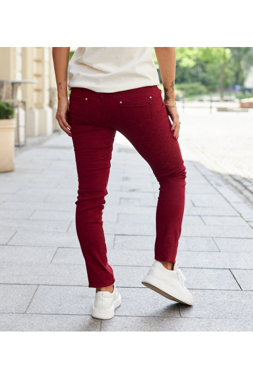 Červené látkové kalhoty s páskem Sylvain