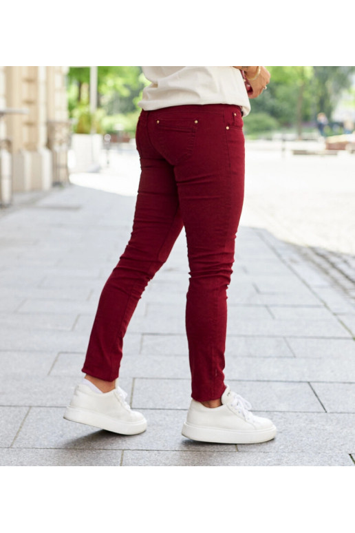 Červené látkové kalhoty s páskem Sylvain