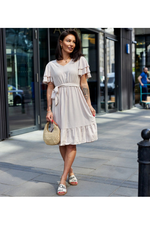 Béžové midi šaty s páskem Sagasa Béžové midi šaty s páskem Sagasa