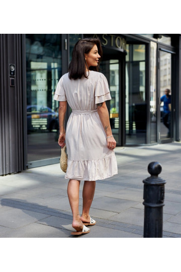 Béžové midi šaty s páskem... 2