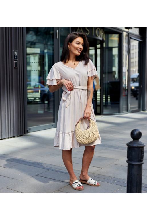 Béžové midi šaty s páskem Sagasa Béžové midi šaty s páskem Sagasa