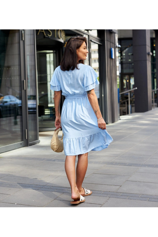 Modré midi šaty s páskem Sagasa Modré midi šaty s páskem Sagasa