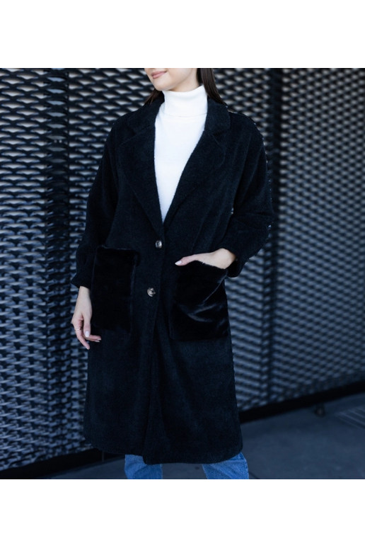 Dlouhý černý kabát s plyšovými... Dlouhý černý kabát s plyšovými...