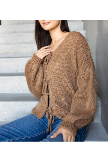 Hnědý vázaný svetr Sumaia