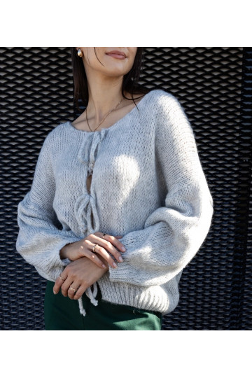 Šedý vázaný svetr Sumaia 2